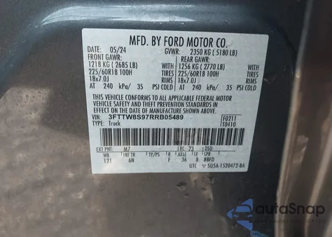 2024 Ford Maverick Lariat z USA, uszkodzony, nr VIN 3FTTW8S97RRB05489